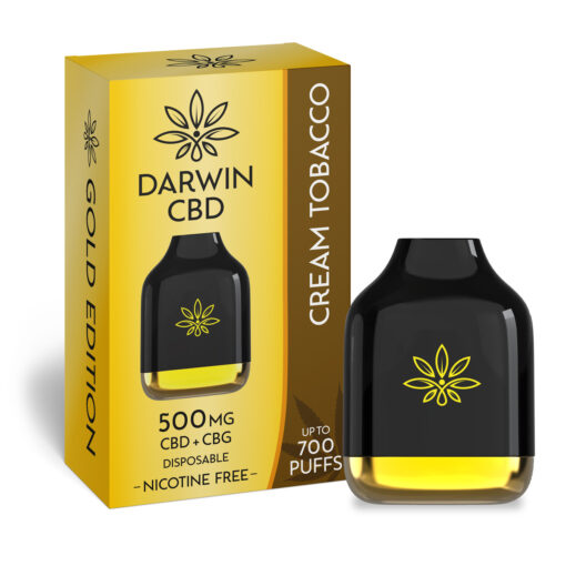 DARWIN CBD – 500MG – 2.3ML DISPOSABLE – CREAM TOBACCO